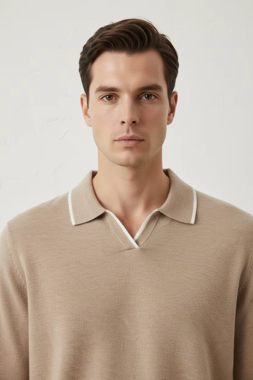 Heren Knit Trui – Bruin Modern Fit