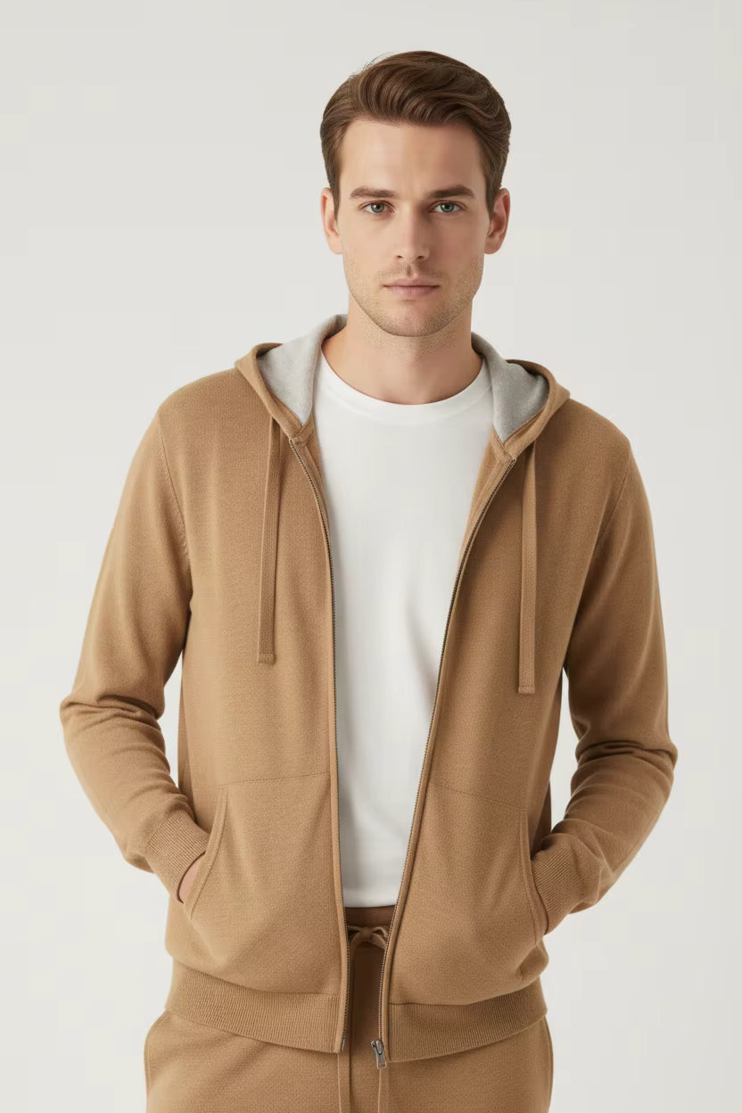 Heren Knit Trainingspak – Bruin (2-Delig Set)